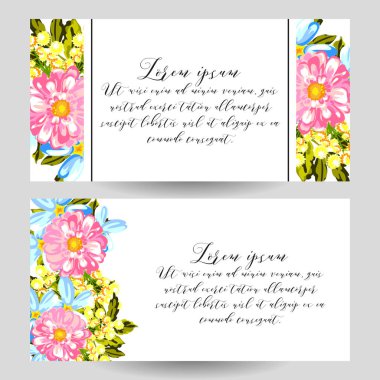 Çiçekli davetiye kartı