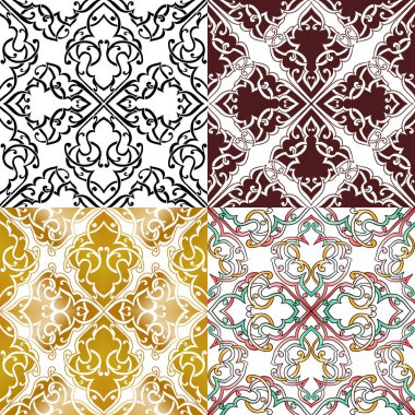 Sorunsuz tek renkli süslü desenleri kümesi