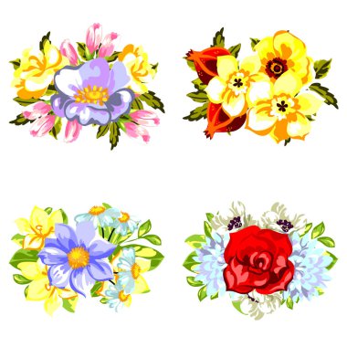 Dizi güzel renkli çiçekler