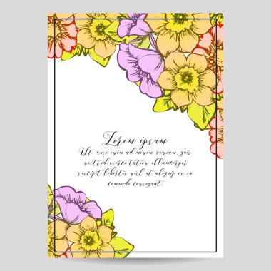 Çiçekli davetiye kartı