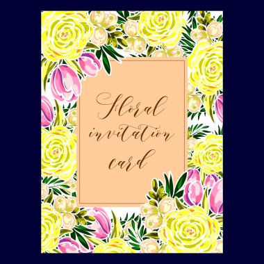 Çiçekli davetiye kartı