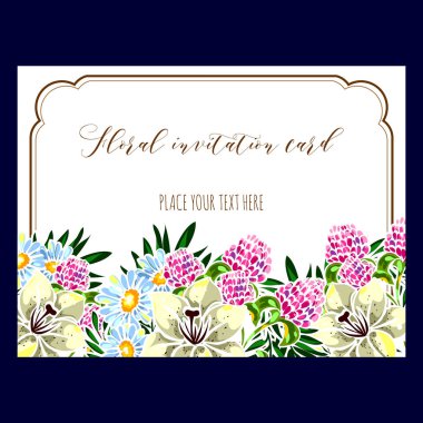 Çiçekli davetiye kartı