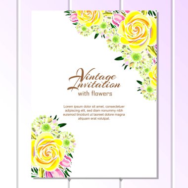 Vintage floral invitation card clipart