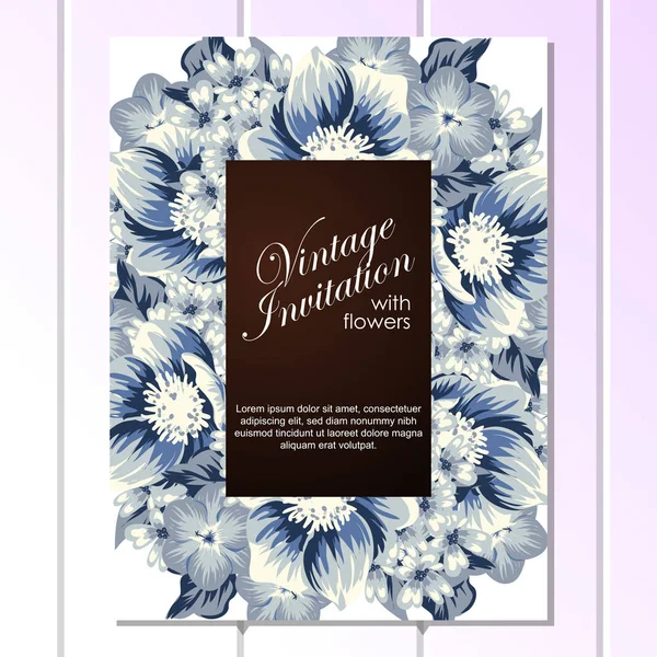 Tarjeta de invitación floral Vintage — Vector de stock