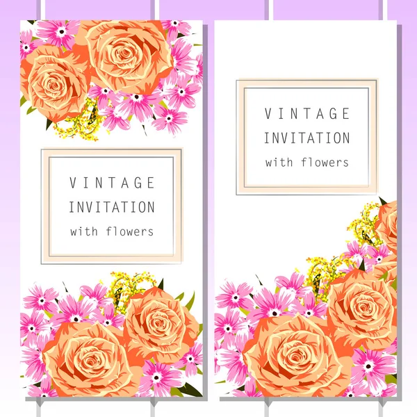 Tarjeta de invitación floral Vintage — Archivo Imágenes Vectoriales