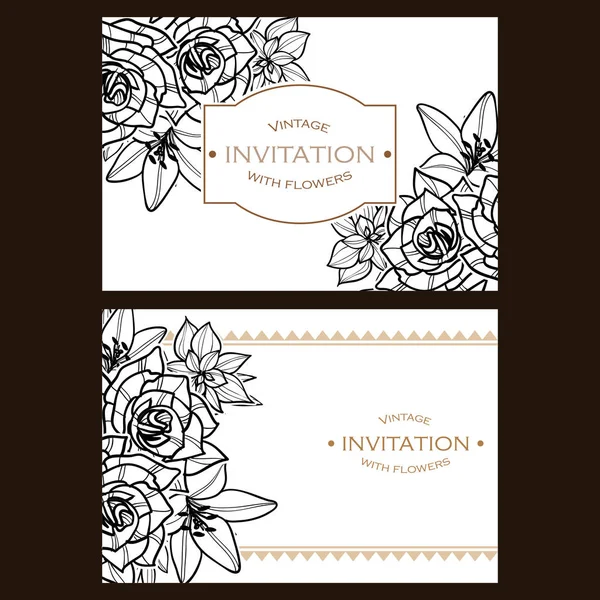 Tarjeta de invitación floral Vintage — Vector de stock