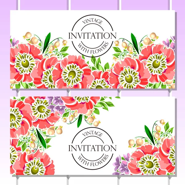 Vintage floral uitnodigingskaart — Stockvector