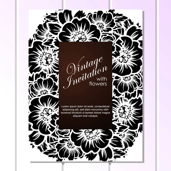 CARTE D'INVITATION FLORALE VINTAGE — Image vectorielle