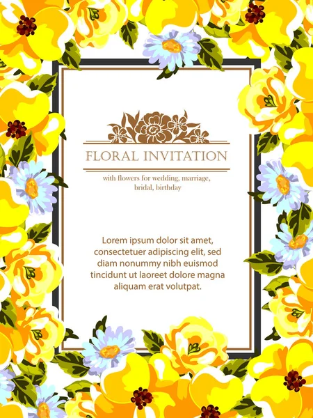 Tarjeta de invitación floral — Archivo Imágenes Vectoriales