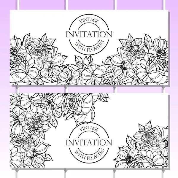 CARTE D'INVITATION FLORALE VINTAGE — Image vectorielle