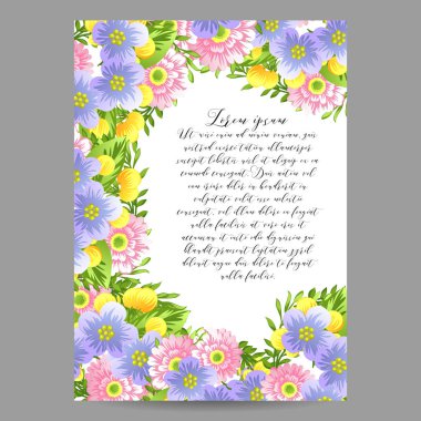 Çiçekli davetiye kartı