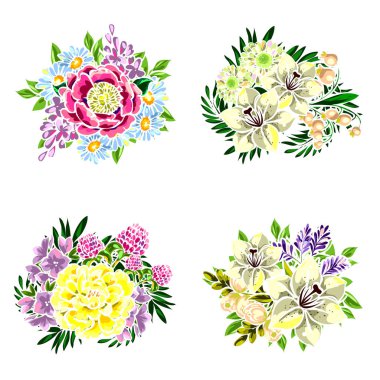 Dizi güzel renkli çiçekler