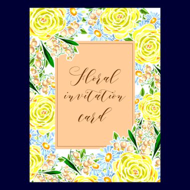 Çiçekli davetiye kartı