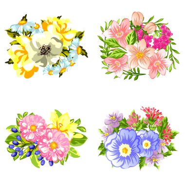 Dizi güzel renkli çiçekler