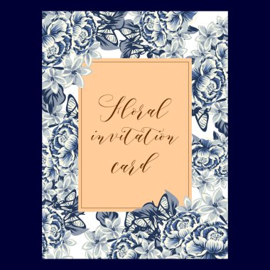 Vintage çiçek davetiye