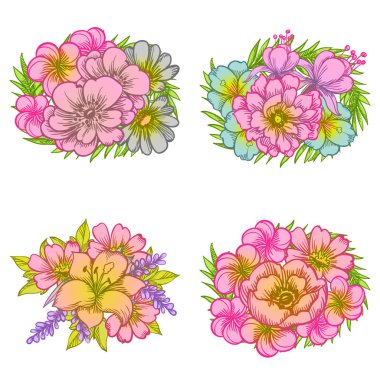 Dizi güzel renkli çiçekler