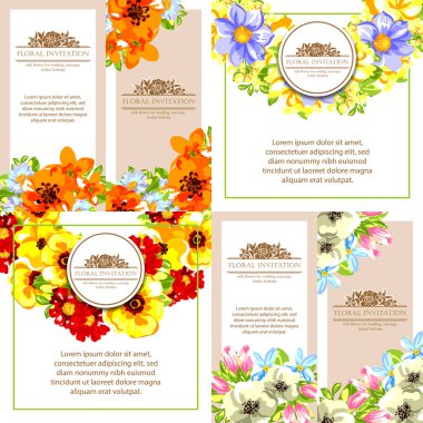 Çiçekli davetiye seti