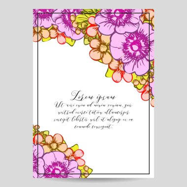 Çiçekli davetiye kartı