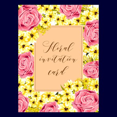 Çiçekli davetiye kartı
