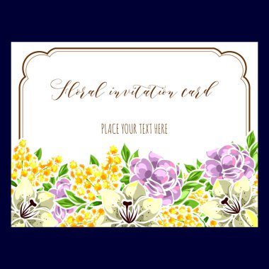 Çiçekli davetiye kartı