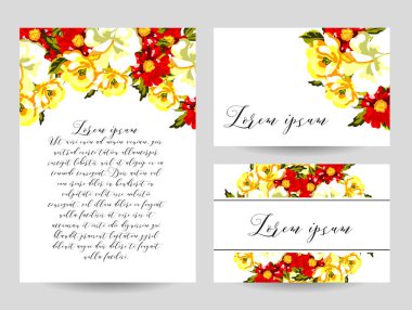 Çiçekli davetiye kartı