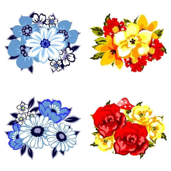 Set of beautiful colorful flowers — Stock Vector