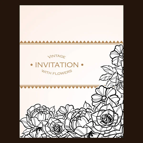 Вінтажна квіткова листівка запрошення — стоковий вектор