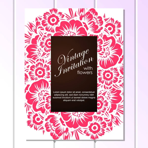 Tarjeta de invitación floral Vintage — Archivo Imágenes Vectoriales