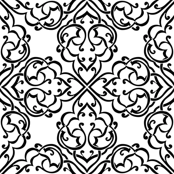 Patrón monocromo adornado sin costuras — Archivo Imágenes Vectoriales