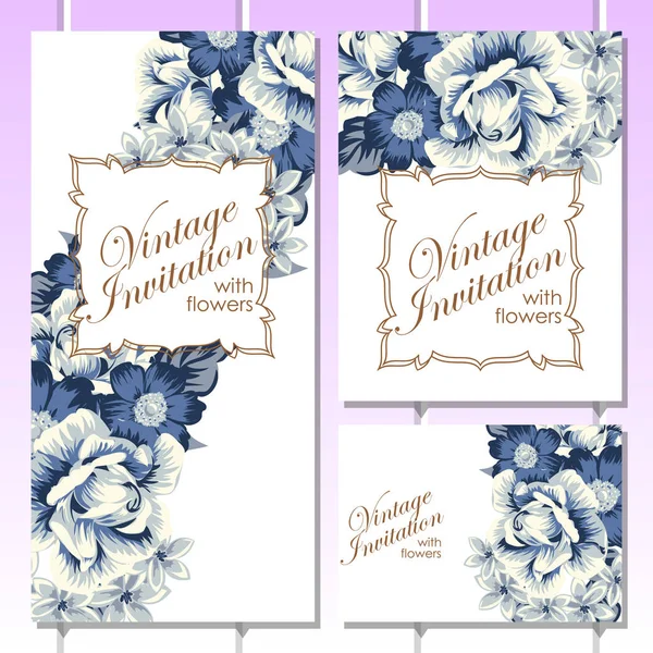 CARTE D'INVITATION FLORALE VINTAGE — Image vectorielle