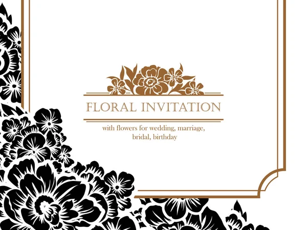 CARTE D'INVITATION FLORALE VINTAGE — Image vectorielle