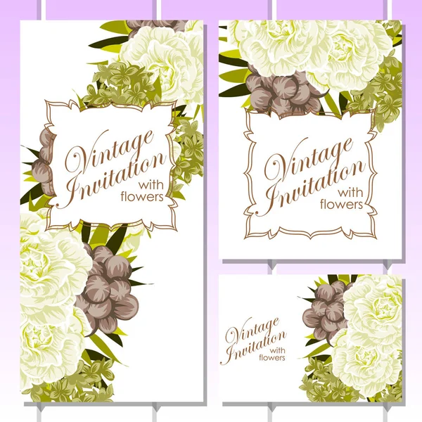 Vintage floral uitnodigingskaart — Stockvector