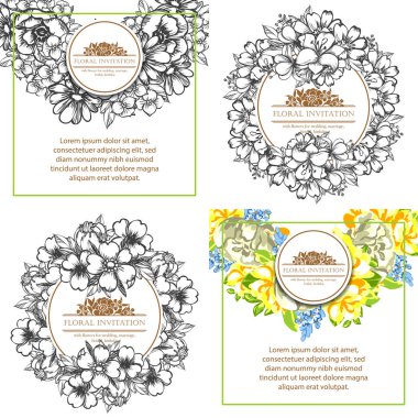 Çiçekli davetiye seti