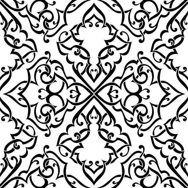 Seamless monochrome ornate pattern — Stock Vector