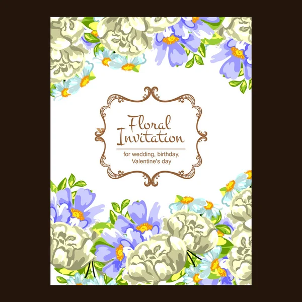 Tarjeta de invitación floral Vintage — Vector de stock