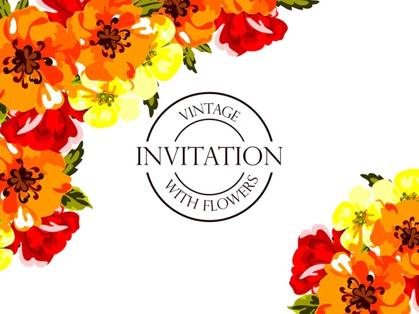 Tarjeta de invitación floral Vintage — Archivo Imágenes Vectoriales