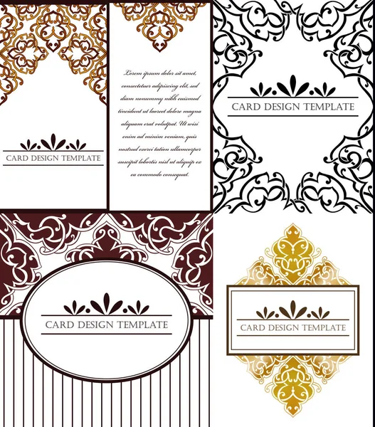 Ornate art invitation cards set — Stock Vector