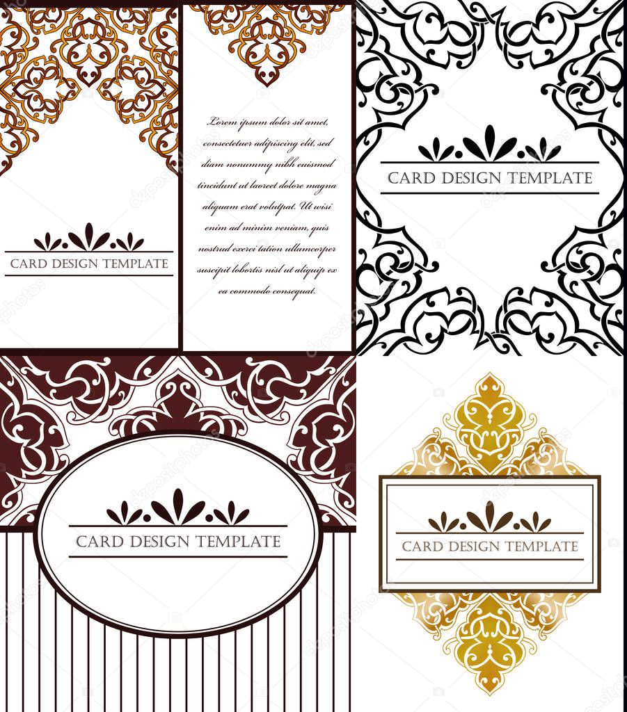 Ornate art invitation cards set