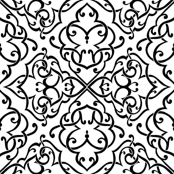 Naadloos monochroom versierd patroon — Stockvector