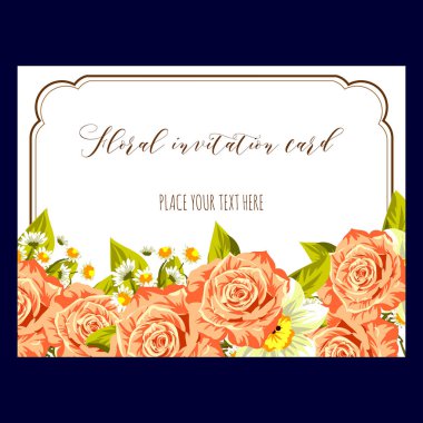 Vintage çiçek davetiye