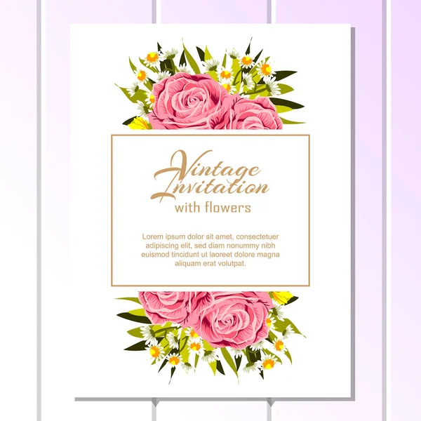 Vintage floral invitation card — Stock Vector