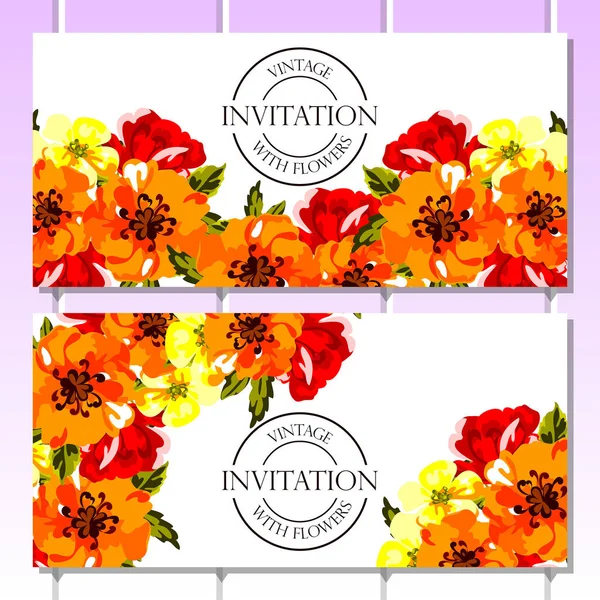 Vintage floral uitnodigingskaart — Stockvector