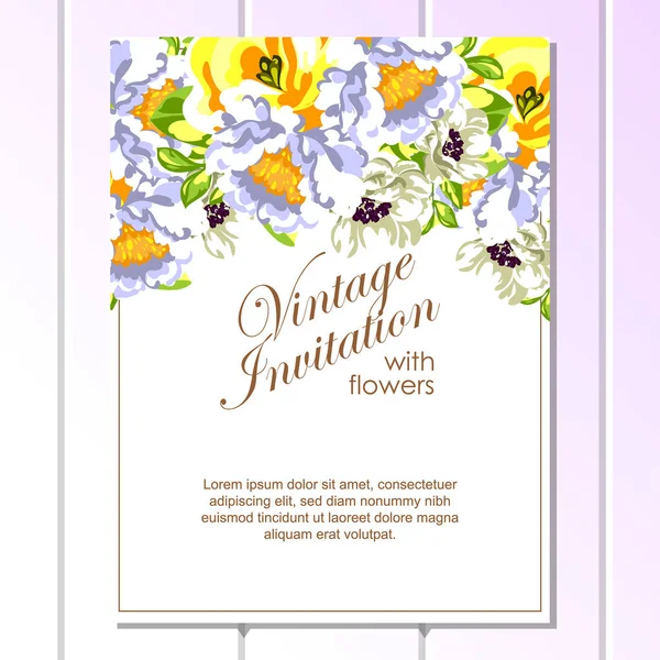 Vintage floral invitation card — Stock Vector