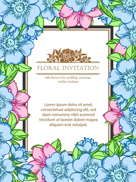 CARTE D'INVITATION FLORALE VINTAGE — Image vectorielle