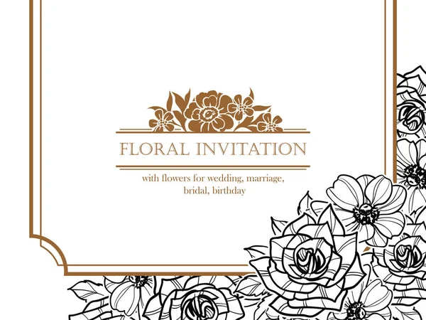 CARTE D'INVITATION FLORALE VINTAGE — Image vectorielle