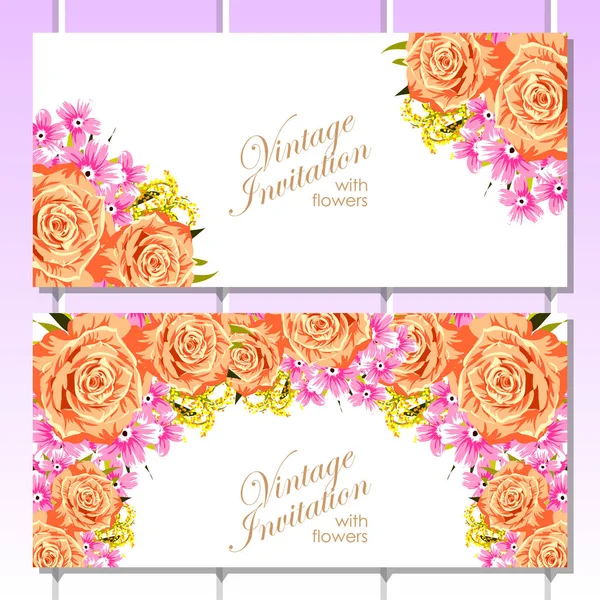 Tarjeta de invitación floral Vintage — Vector de stock