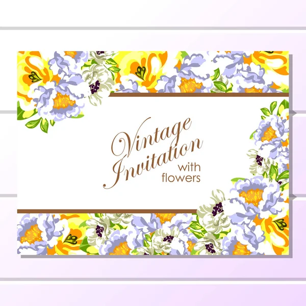Vintage card de invitație florală — Vector de stoc