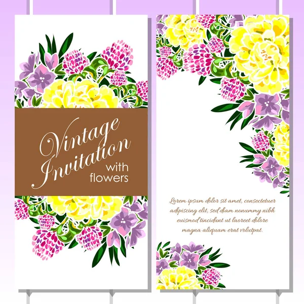 CARTE D'INVITATION FLORALE VINTAGE — Image vectorielle