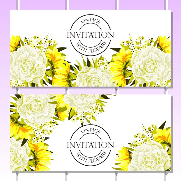 Tarjeta de invitación floral Vintage — Vector de stock