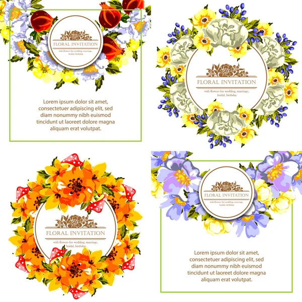 Σύνολο floral προσκλητηρίων — Διανυσματικό Αρχείο